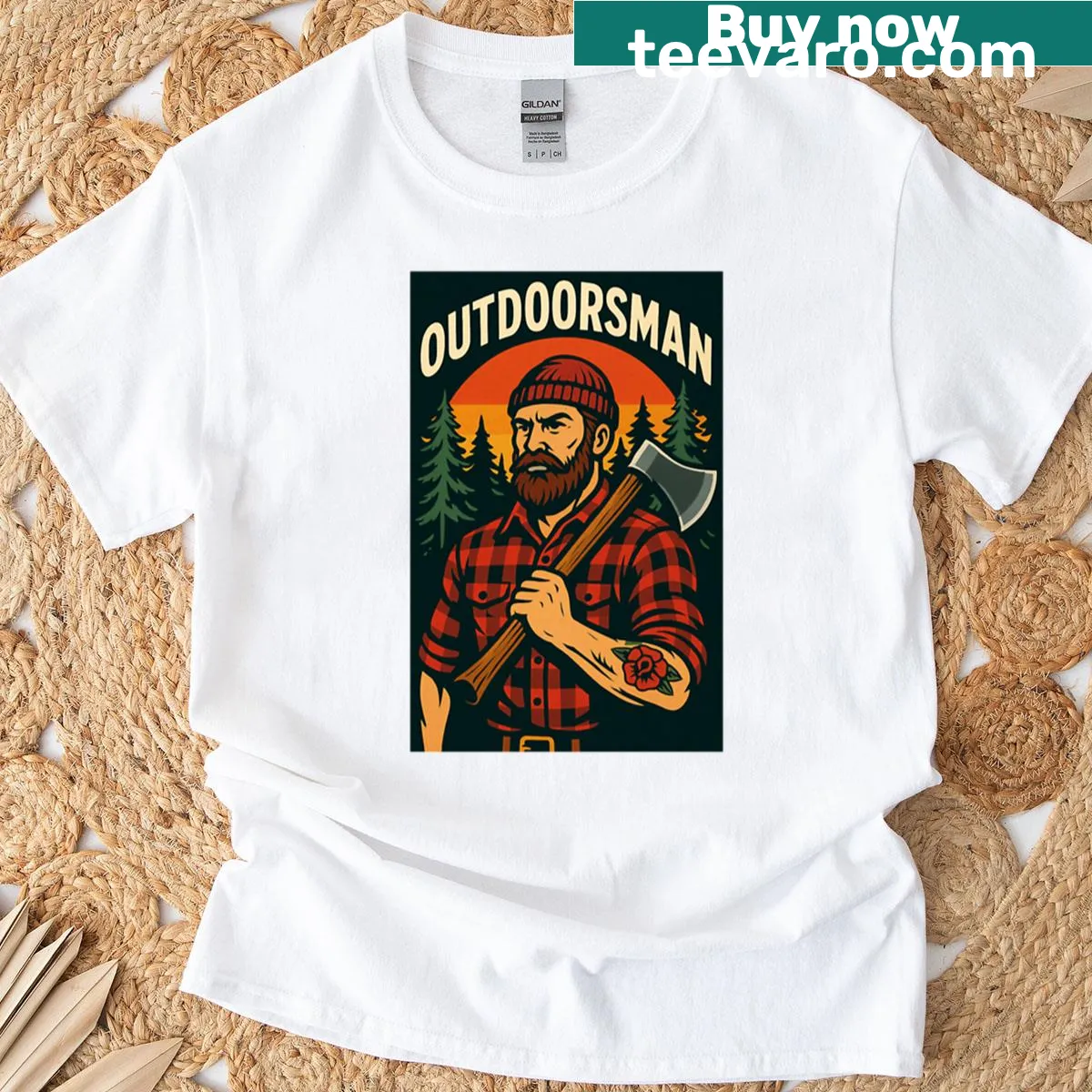 Nature-themed outdoorsman T-shirt with a serene forest graphic — on a men's t-shirt