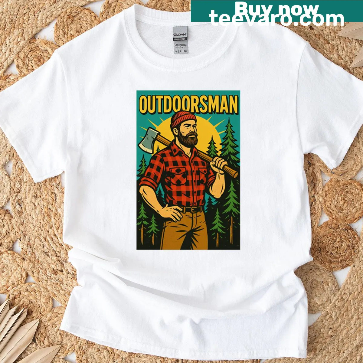 Outdoor-themed illustration on a T-shirt — on a men's t-shirt