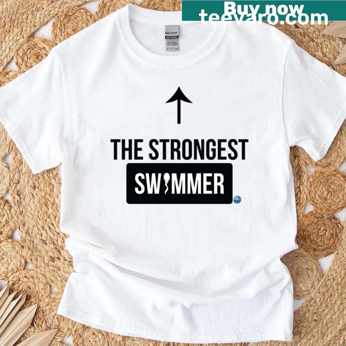 Motivational T-shirt for swimmers emphasizing strength and resilience — on a men's t-shirt