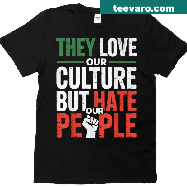 Bold T-shirt with a unity message addressing cultural issues.