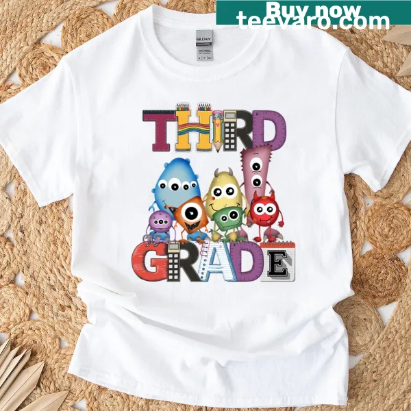 Boxy T-shirt featuring friendly cartoon monsters for kids