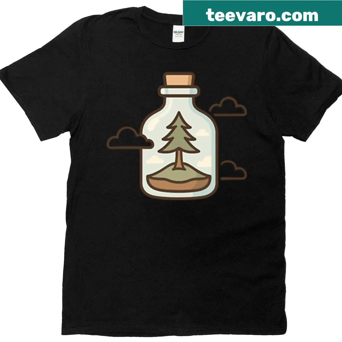 Cute plant art t-shirt featuring sunglasses and greenery — on a men's t-shirt