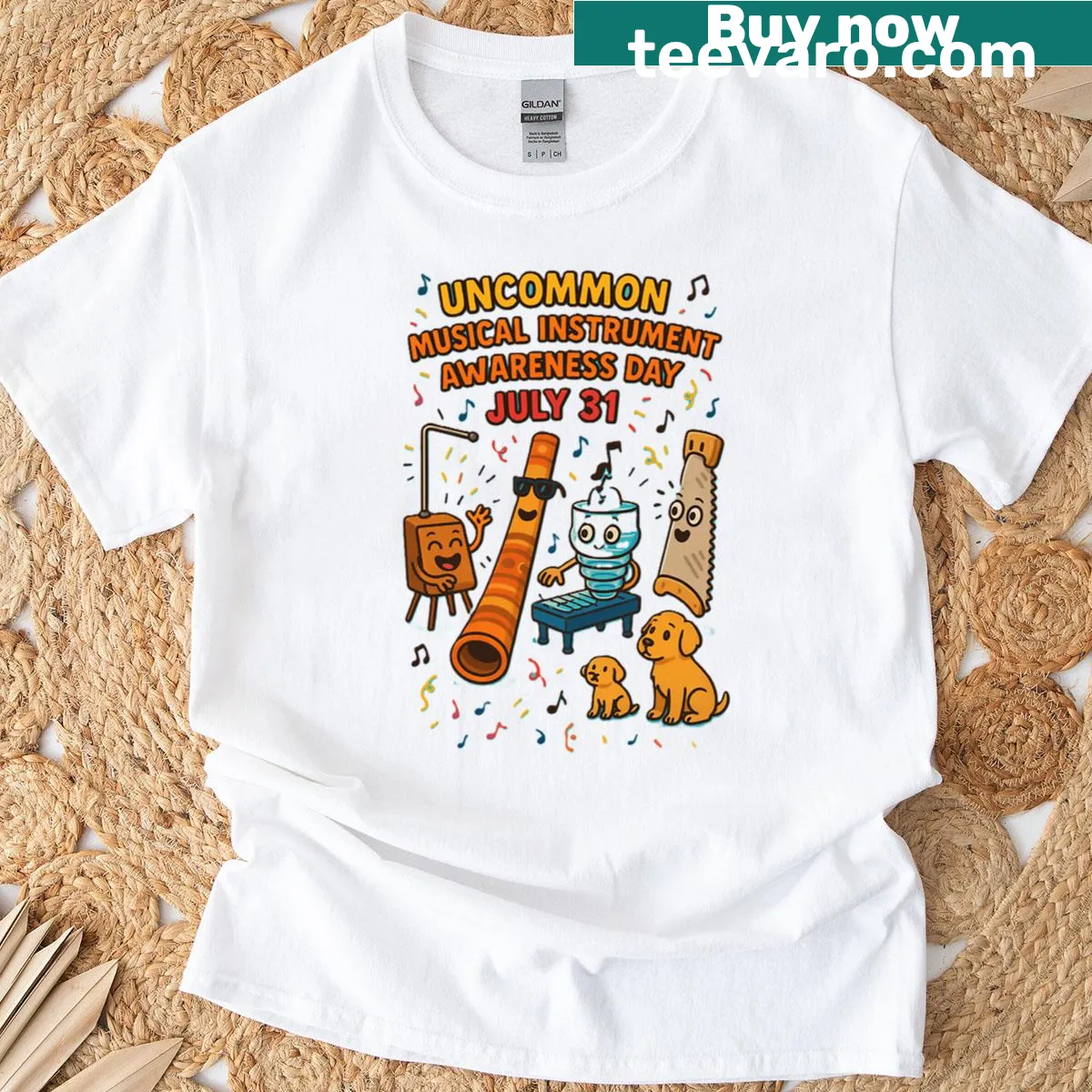 Design celebrating rare musical instruments on a T-shirt — on a men's t-shirt