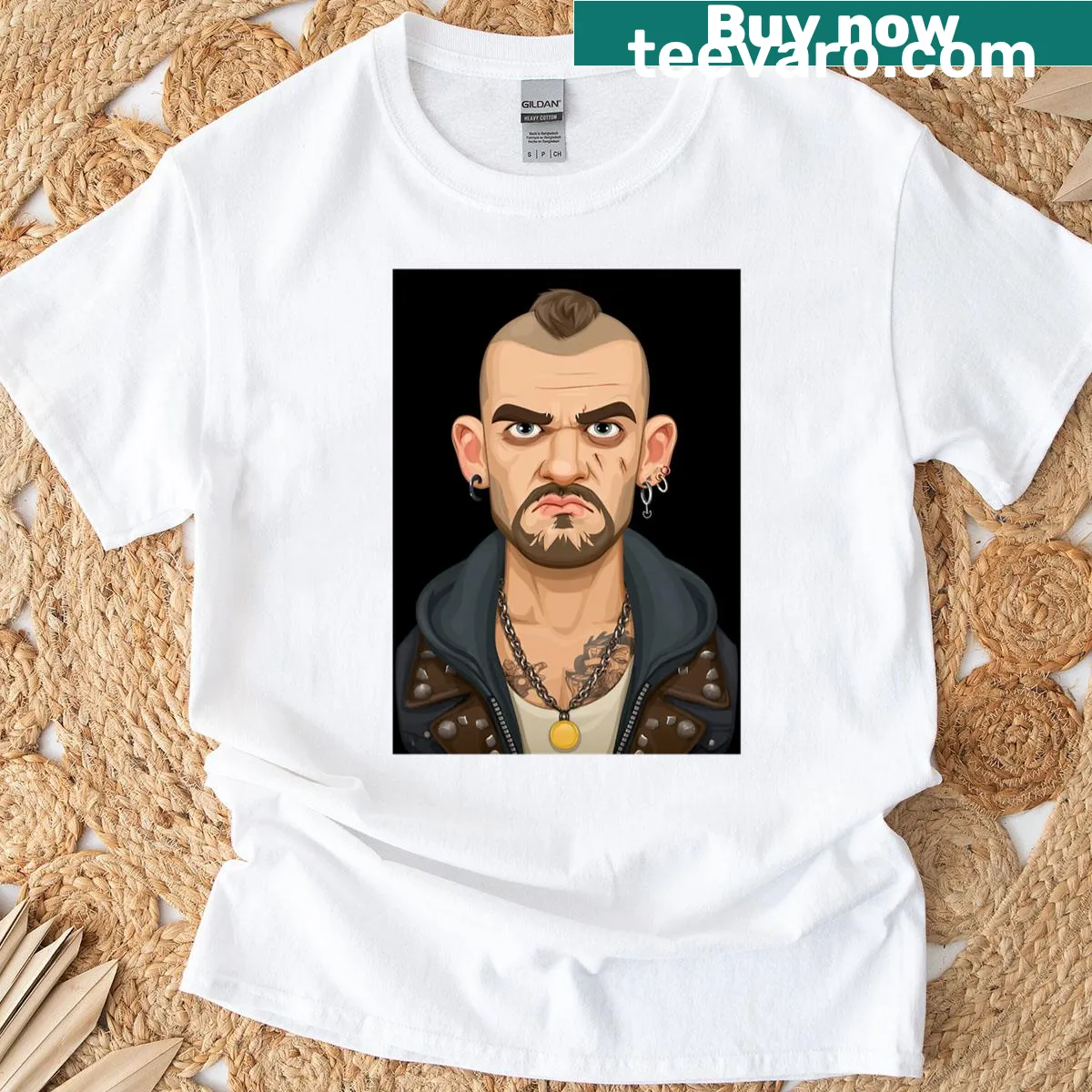 Illustration of an urban punk guy with tattoos on a t-shirt — on a men's t-shirt