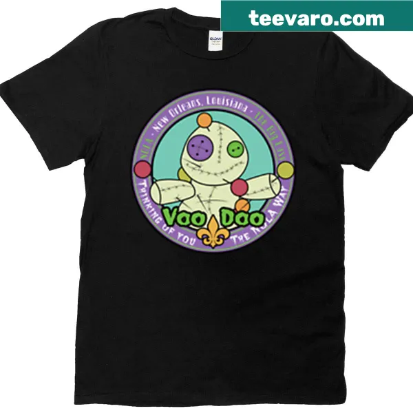 T-shirt featuring a voodoo doll design celebrating New Orleans.