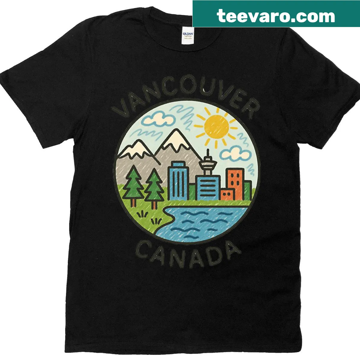 Simple design T-shirt featuring 'Vancouver Canada'. — on a men's t-shirt