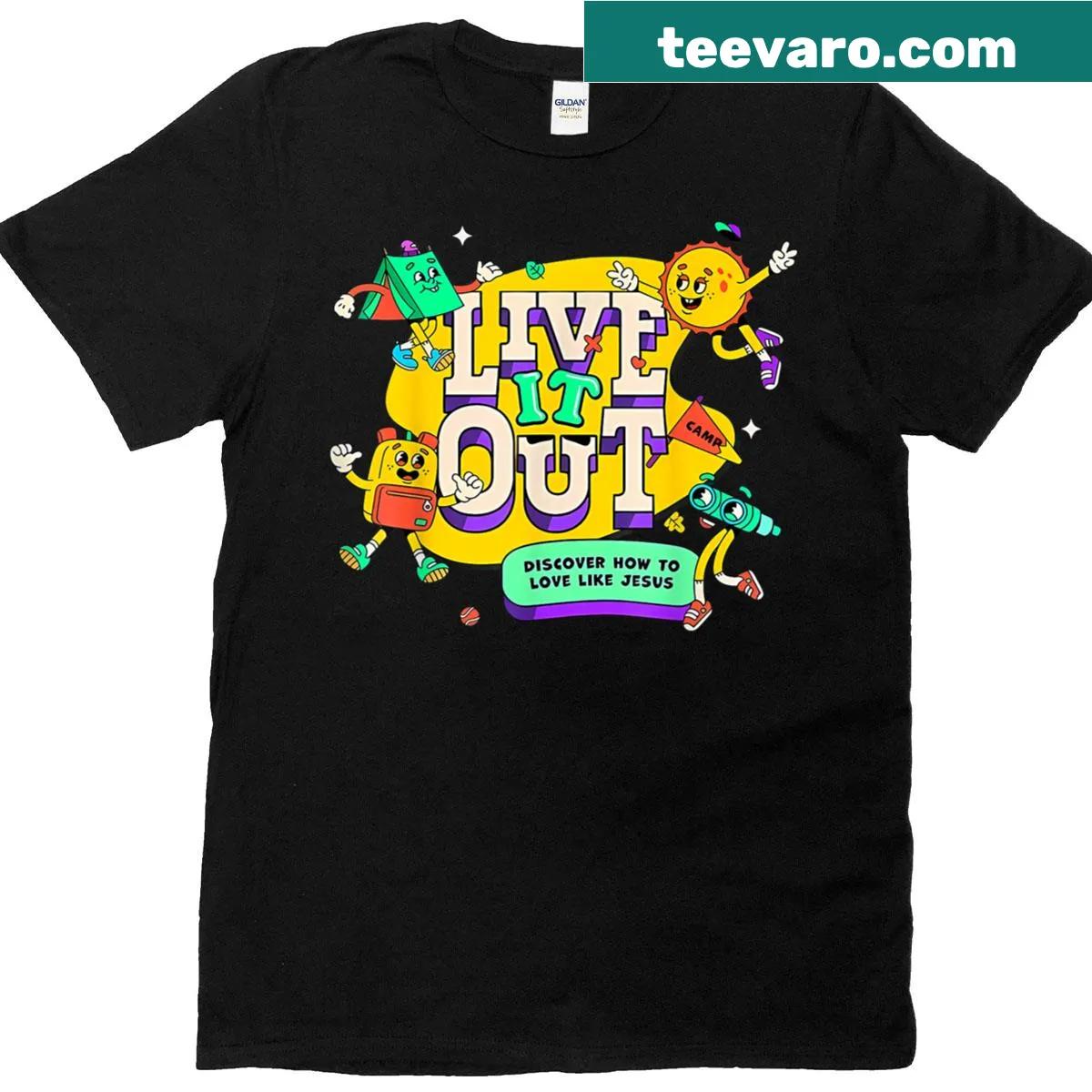 Inspirational typography design on VBS Love Like Jesus T-shirt — on a men's t-shirt
