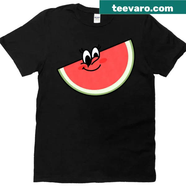 Winky Watermelon Slice t-shirt with a cheerful smiling watermelon graphic