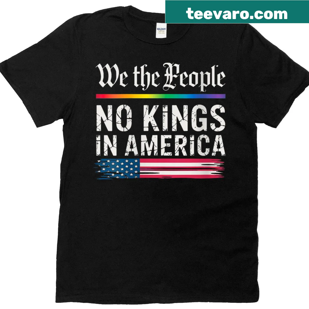 Womens No Kings In America t-shirt promoting democracy and equality — on a men's t-shirt