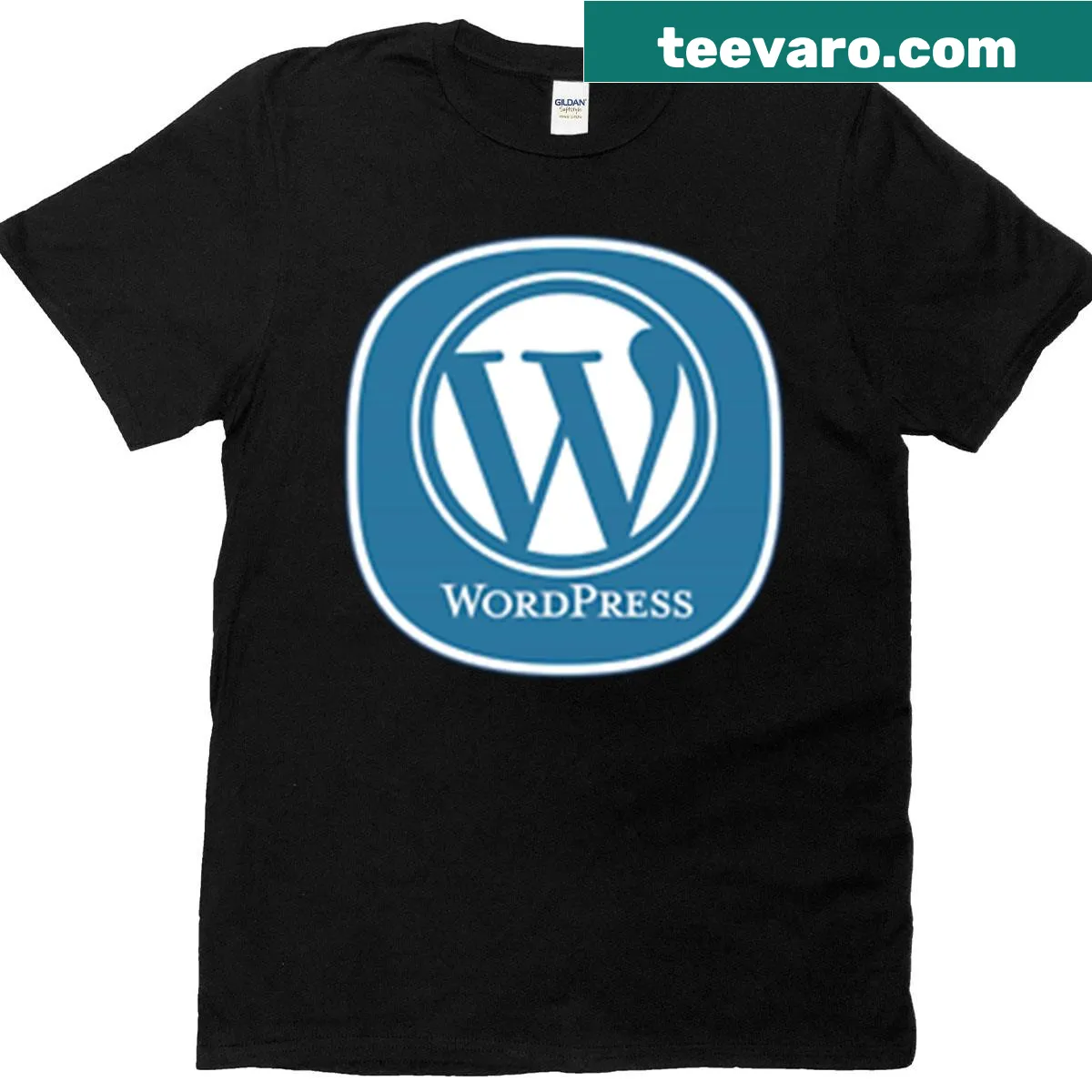 Typographic T-shirt for WordPress site builders — on a men's t-shirt