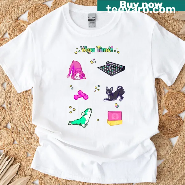 Black t-shirt with ‘Yoga Time’ printed design