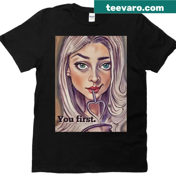 Pop art portrait T-shirt highlighting bold femininity.