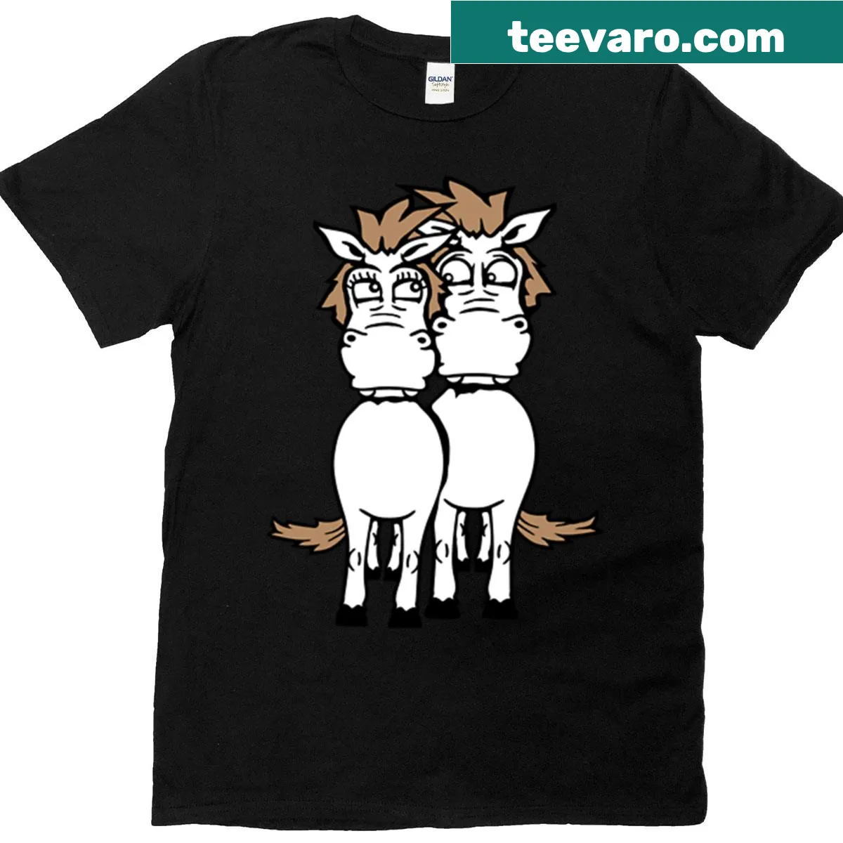Cute T-shirt with horse graphic for couples — on a men's t-shirt