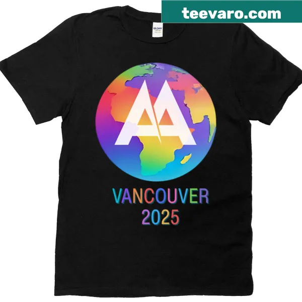 T-shirt marking the Aa World Conference Vancouver 2025 with text.