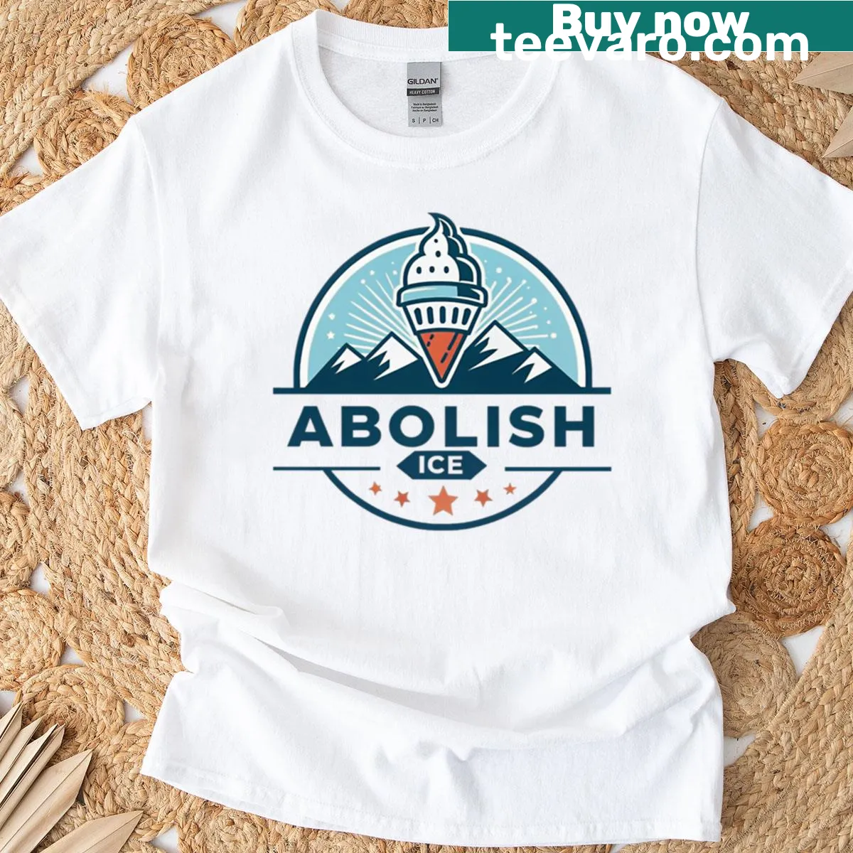 T-shirt featuring the phrase 'Abolish Ice' in clear typography. — on a men's t-shirt