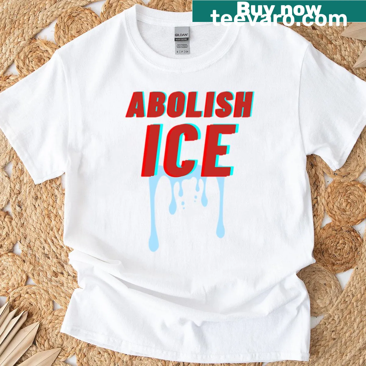 Vintage-style T-shirt displaying the phrase 'Abolish Ice' in a distressed look. — on a men's t-shirt