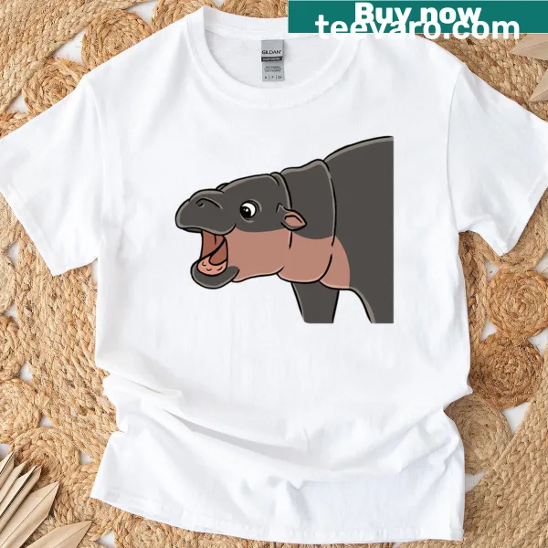 Adorable baby hippo illustration on T-shirt