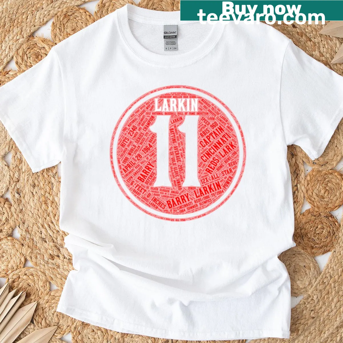 Barry Larkin T-shirt with his name and number 11 — on a men's t-shirt