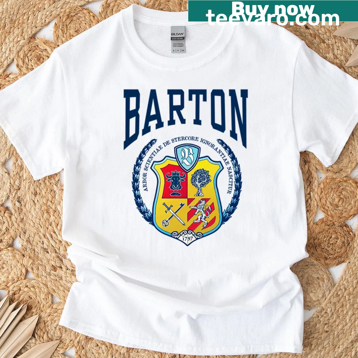 Barton Academy T-shirt with large text saying The Holdovers — on a men's t-shirt