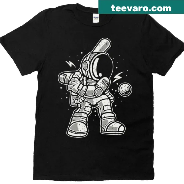 Illustration of baseball players in space on a T-shirt