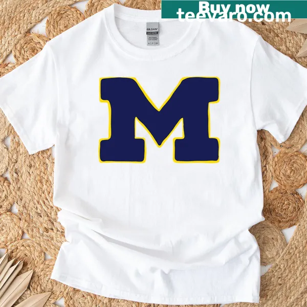 Bold retro Block M design on a casual T-shirt