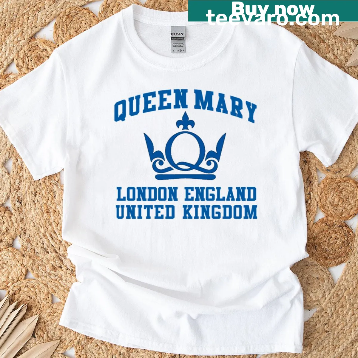 University of London Queen Mary T-shirt with emblem design — on a men's t-shirt