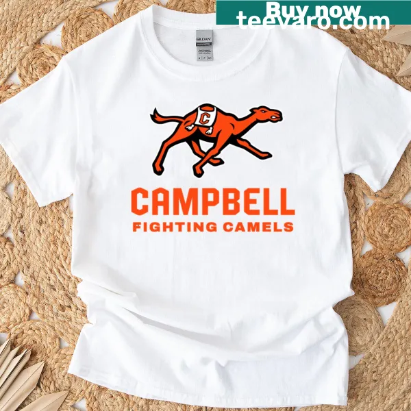 T-shirt featuring Campbell University's Fighting Camels logo