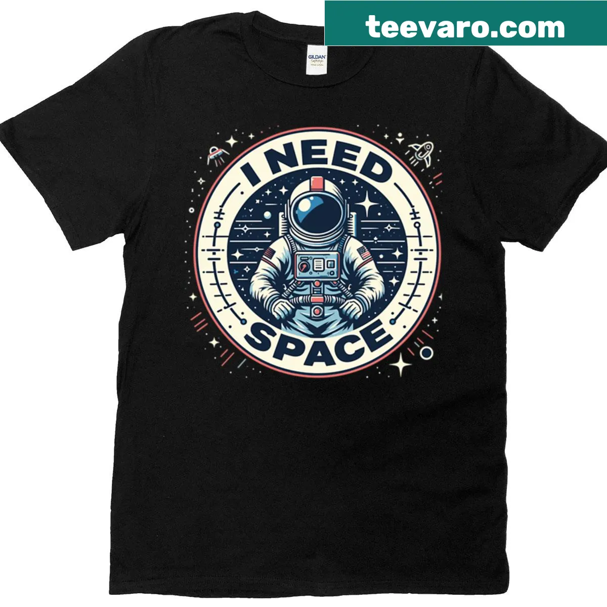 Whimsical T-shirt with celestial landscape design — on a men's t-shirt