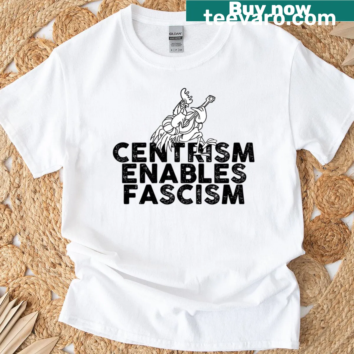 Bold typographic T-shirt addressing political issues — on a men's t-shirt