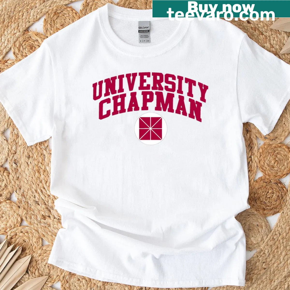 Oversized T-shirt with 'Chapman University' in curved font — on a men's t-shirt