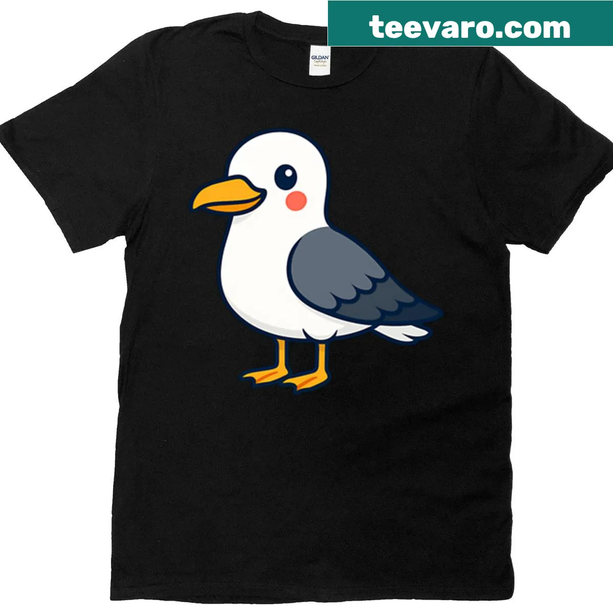 Whimsical seagull artwork t-shirt with coastal vibes — on a men's t-shirt