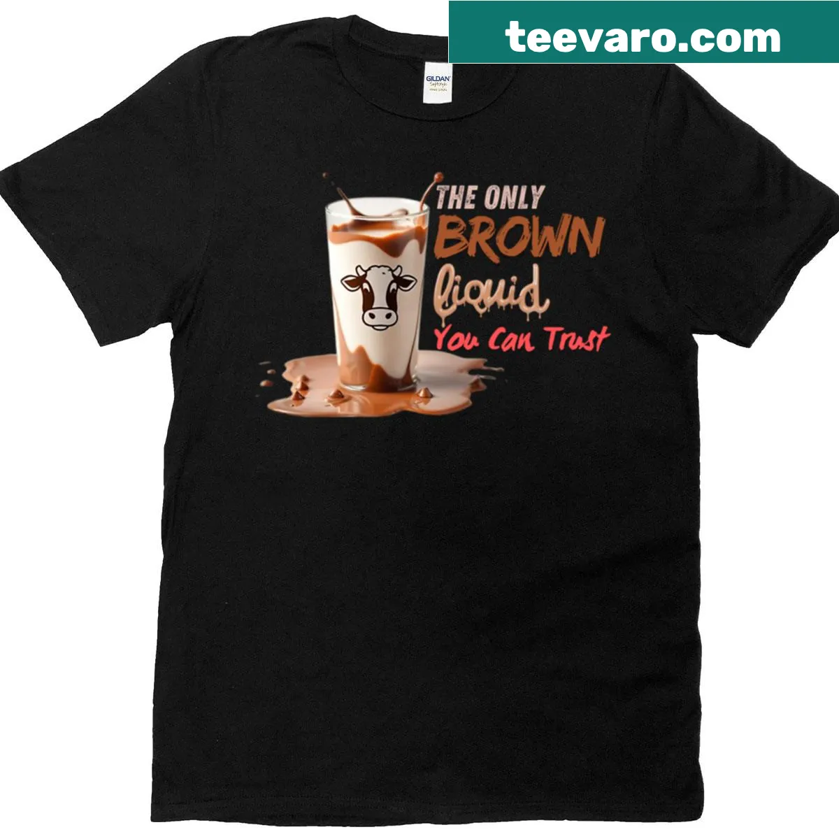 Whimsical illustration of chocolate milk and shake T-shirt — on a men's t-shirt