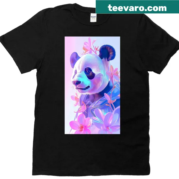 Cute pastel panda portrait on a T-shirt for kids