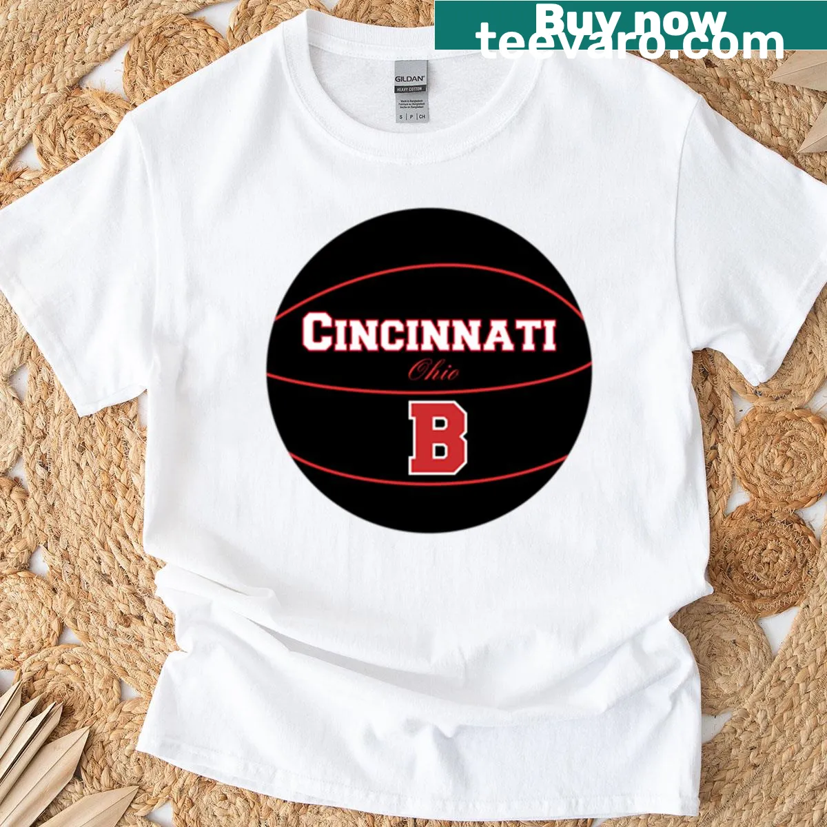 Cincinnati Ohio basketball logo T-shirt — on a men's t-shirt