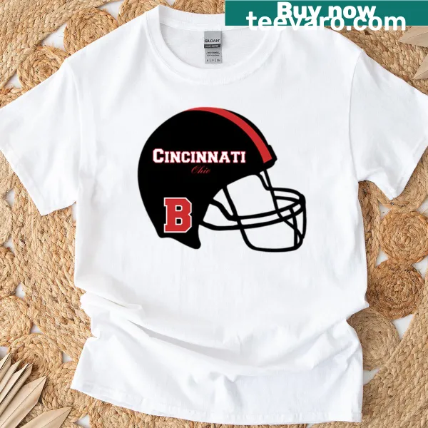 T-shirt featuring Cincinnati football helmet logo