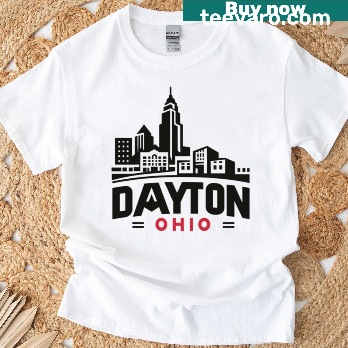 Inspirational Dayton Ohio logo t-shirt design — on a men's t-shirt