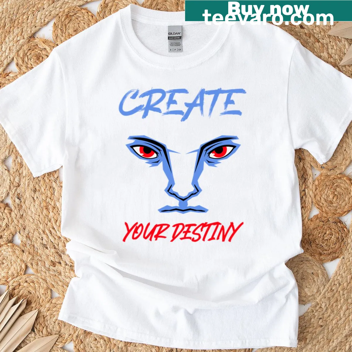 Inspirational typography design saying 'Create Your Destiny' on T-shirt — on a men's t-shirt