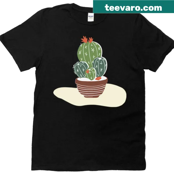 Illustrated bouquet of cute cacti on a t-shirt