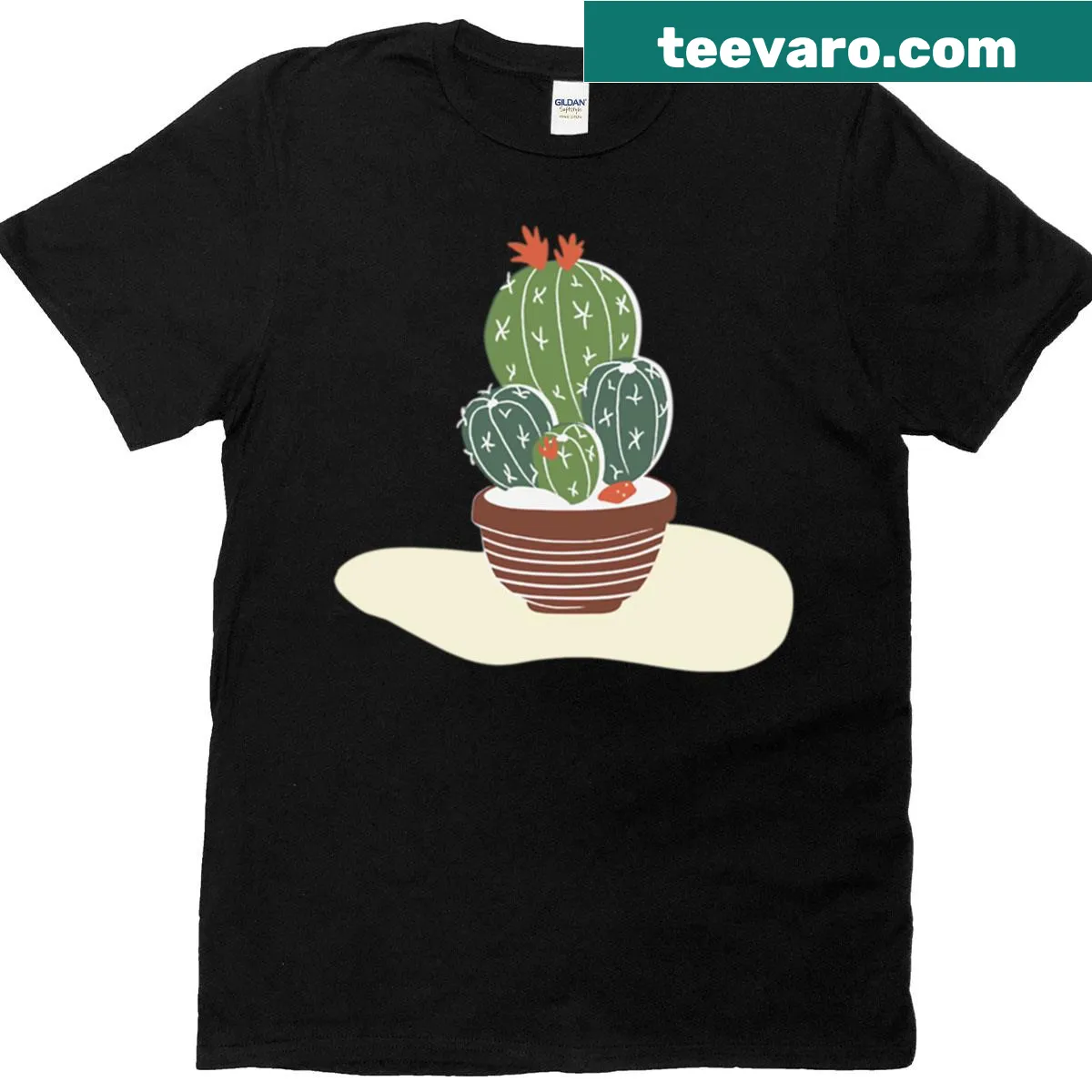 Illustrated bouquet of cute cacti on a t-shirt — on a men's t-shirt