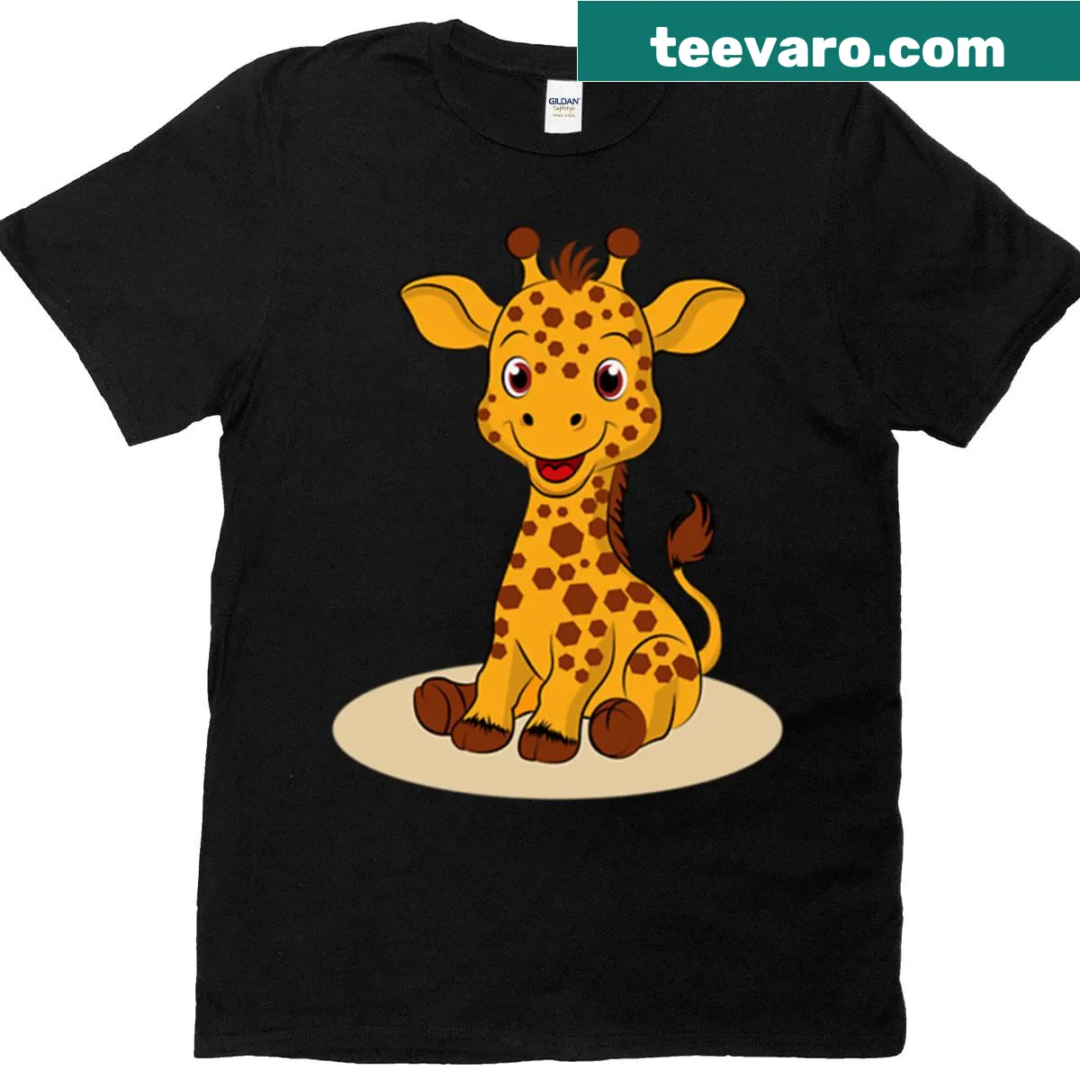 Cartoon baby giraffe illustration t-shirt for kids — on a men's t-shirt