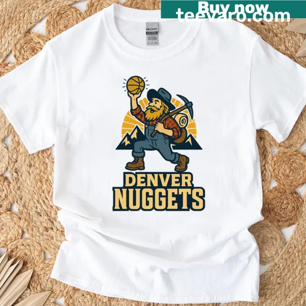 Retro Denver Nuggets t-shirt with reimagined mascot art