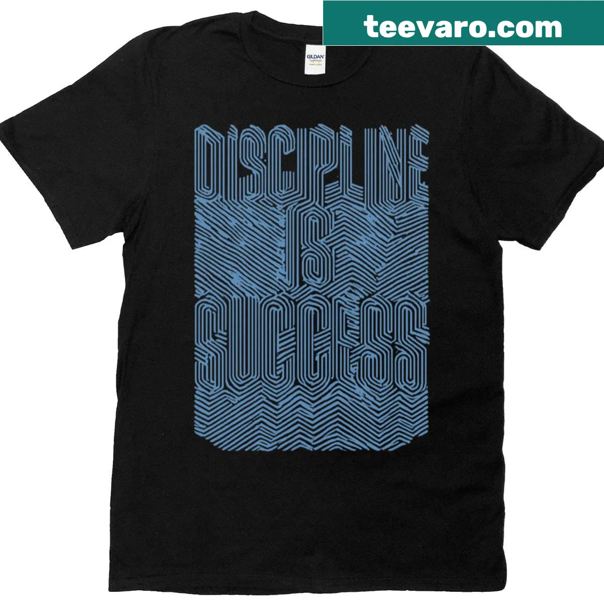 Motivational t-shirt with optical line art design — on a men's t-shirt