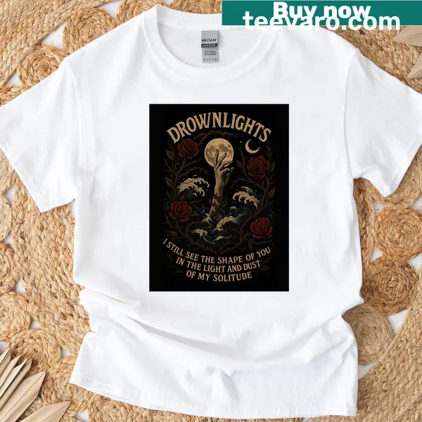 Artistic Drownlights T-shirt with creative illustrations for music lovers