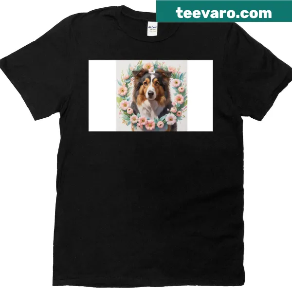 Realistic portrait of a brown Collie dog on a T-shirt