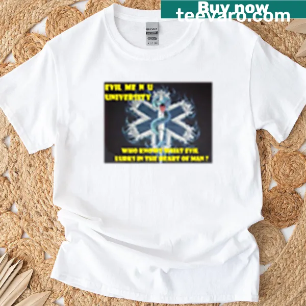Playful university logo t-shirt with humorous design
