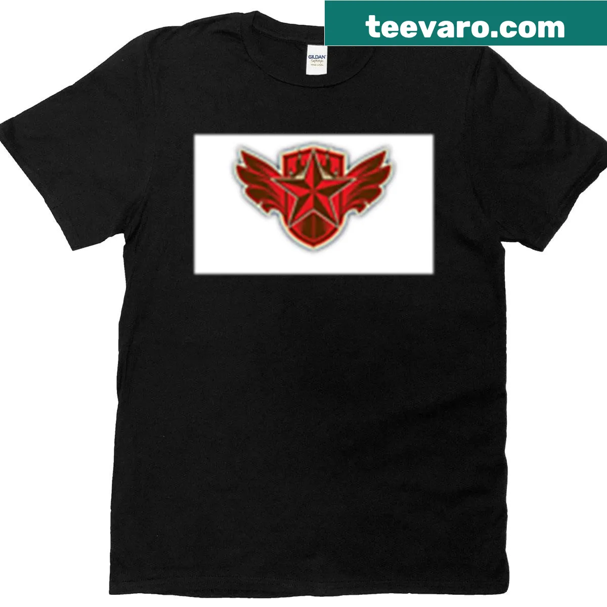 Playful university logo T-shirt design — on a men's t-shirt