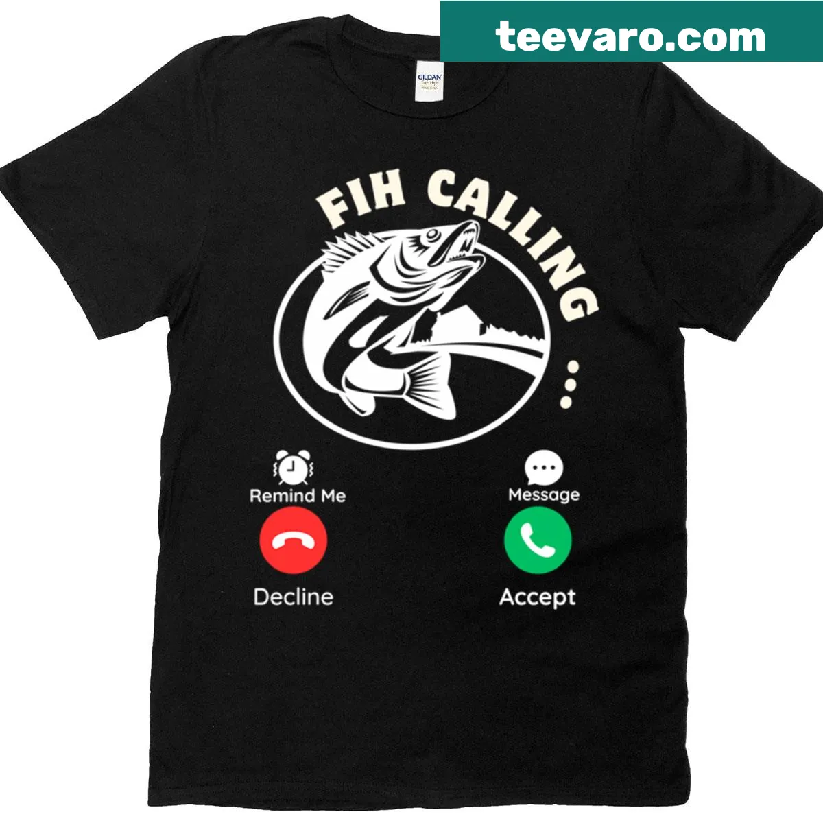 Oversized t-shirt with absurd fish meme graphic and call buttons — on a men's t-shirt
