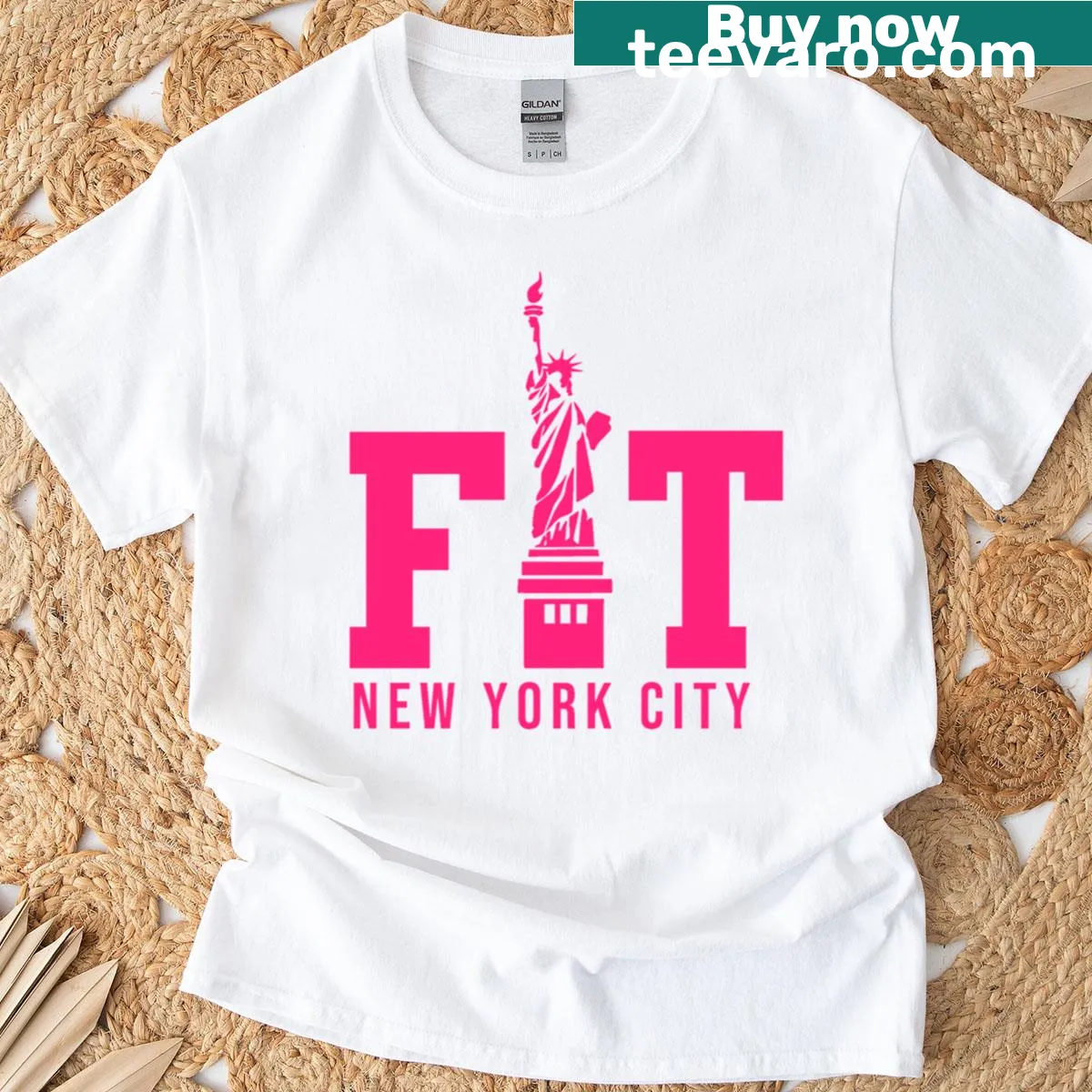 Fitnyc Fashion Institute logo t-shirt — on a men's t-shirt