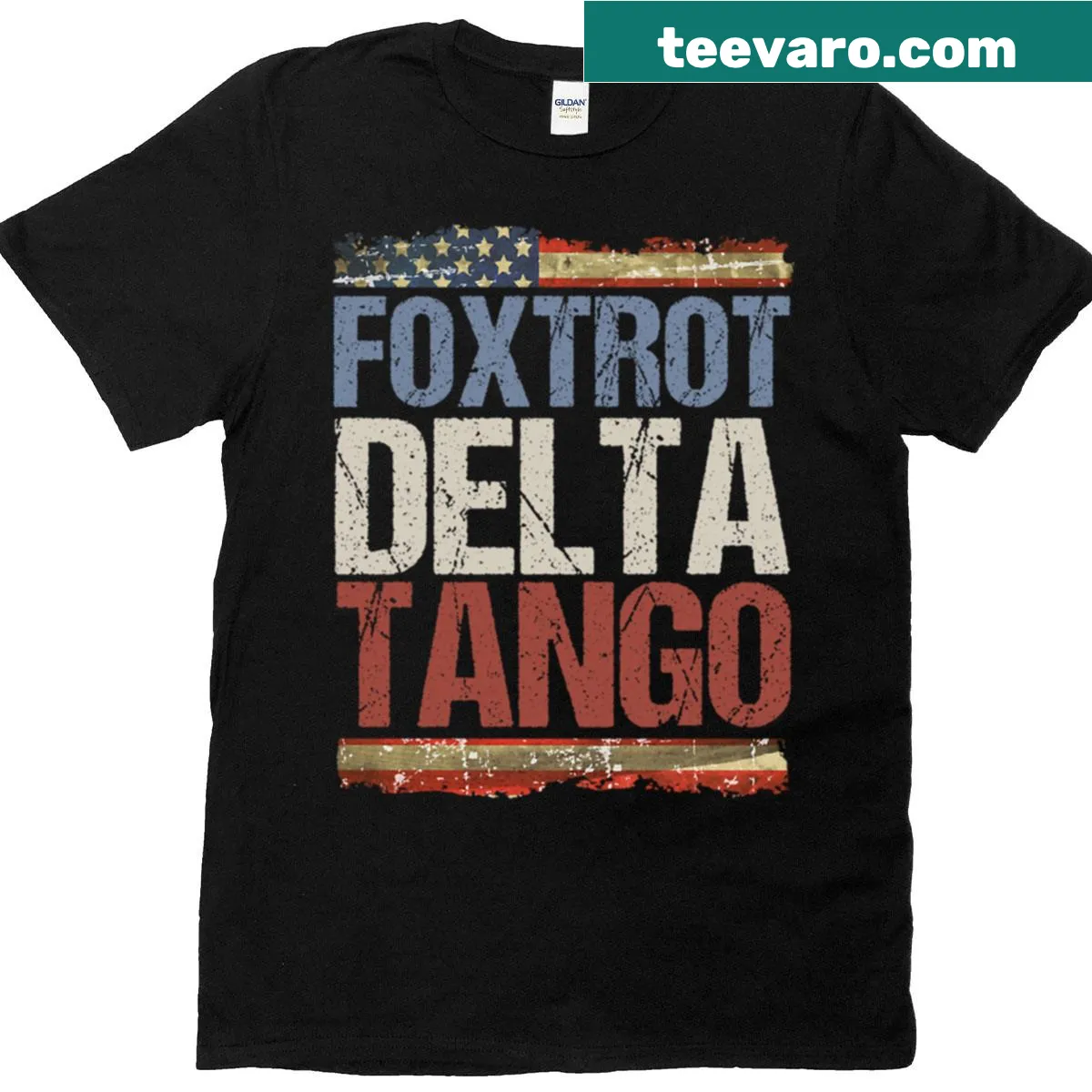 Political statement T-shirt with text flags and phrases — on a men's t-shirt