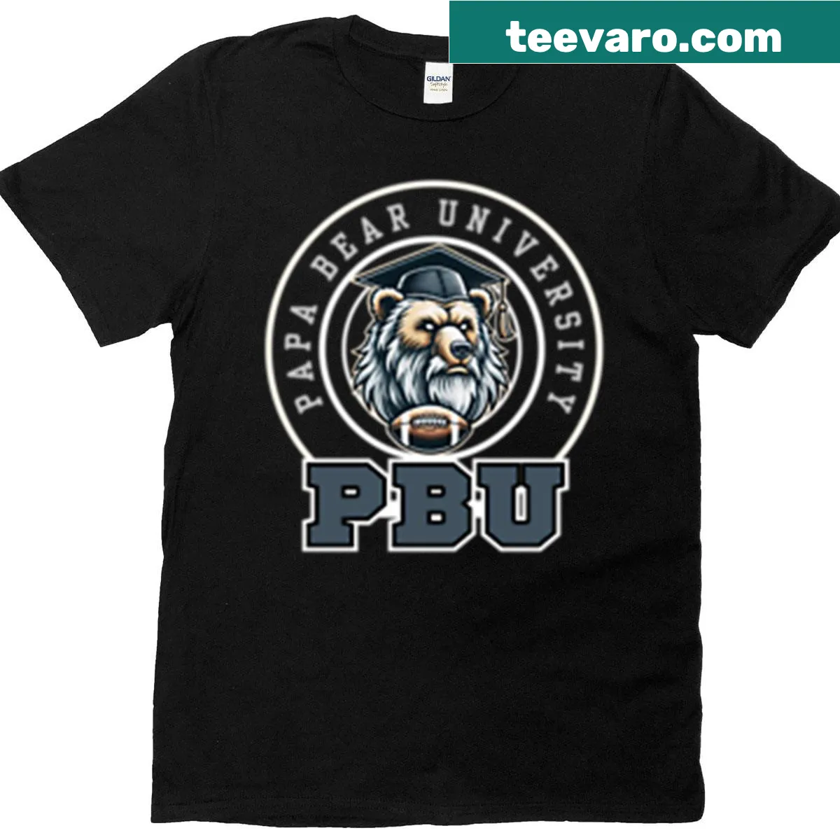 T-shirt with 'Football Papa Bear' text designed for grandfathers. — on a men's t-shirt
